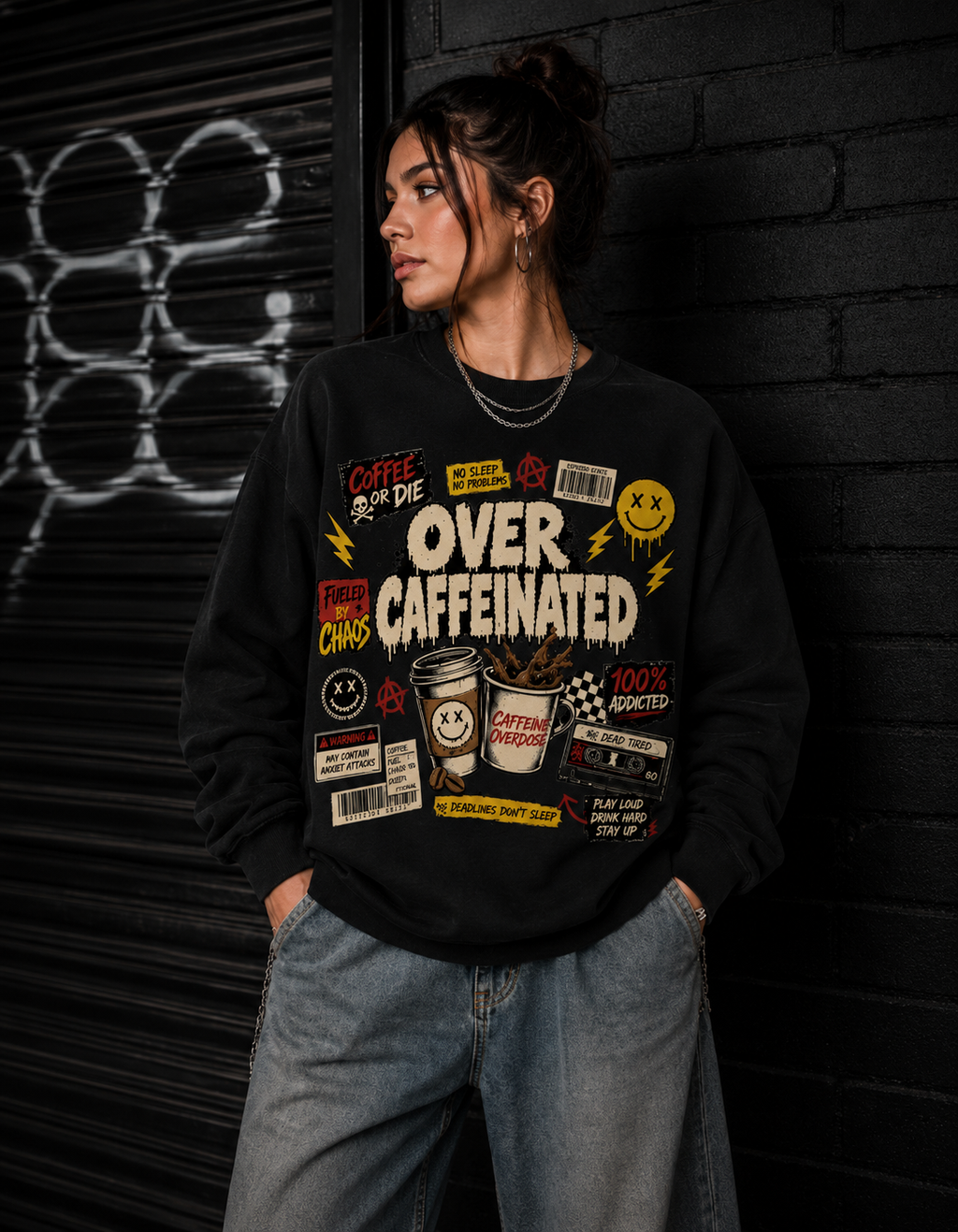 Over Caffeinated Crewneck
