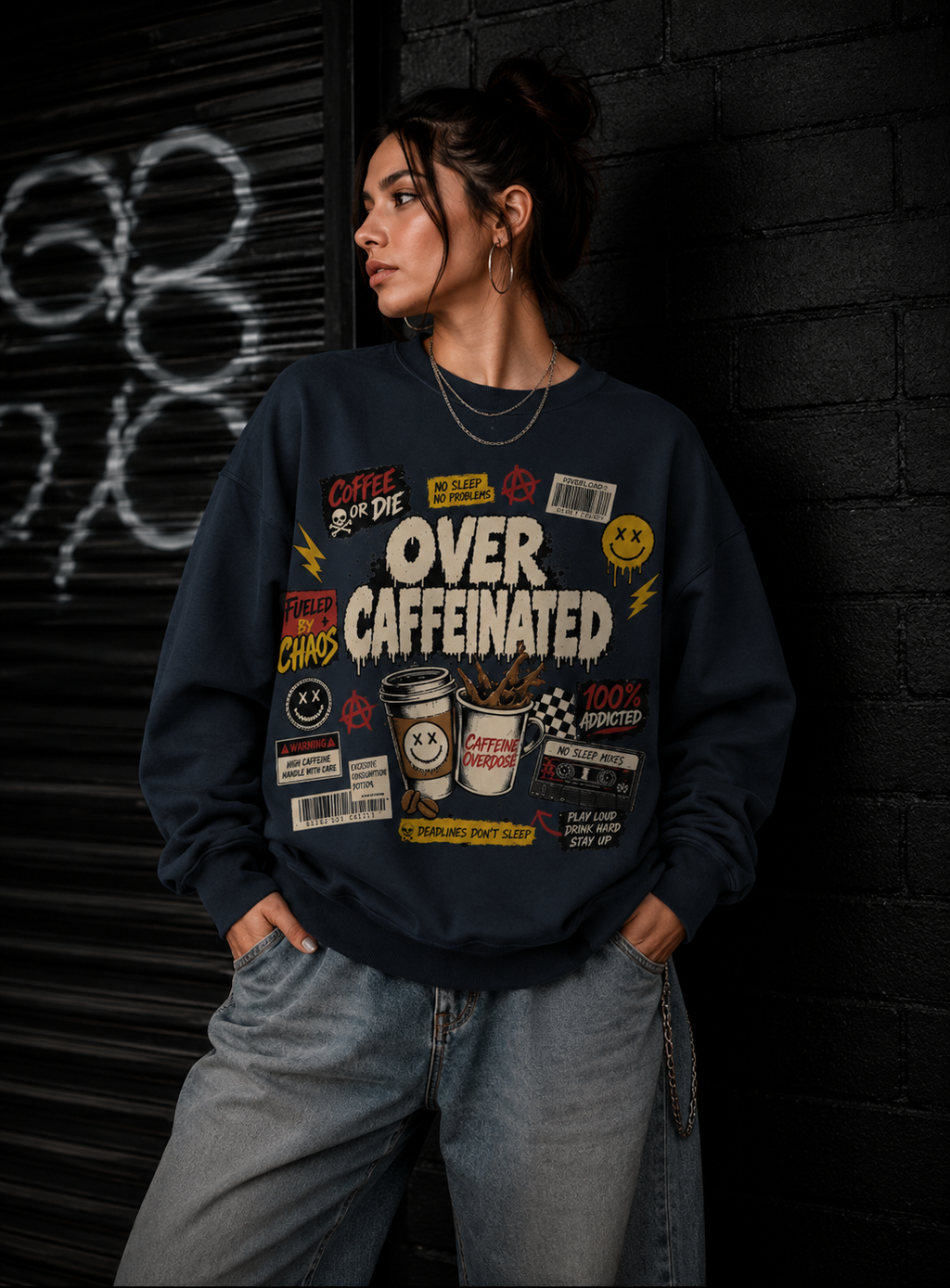 Over Caffeinated Crewneck