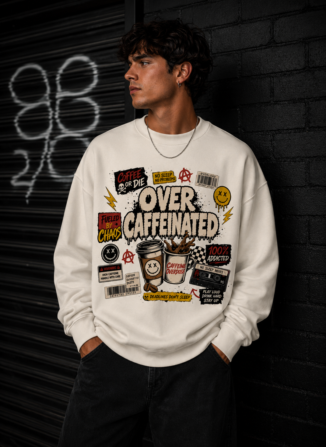 Over Caffeinated Crewneck