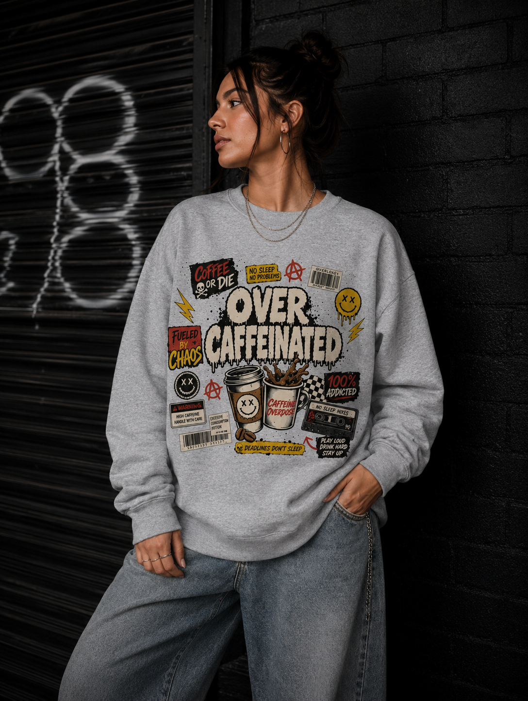 Over Caffeinated Crewneck