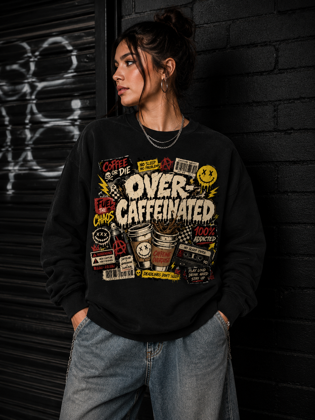 Over Caffeinated Crewneck
