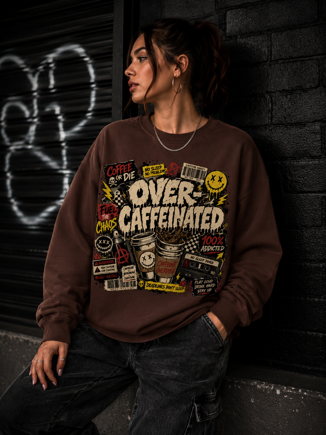 Over Caffeinated Crewneck