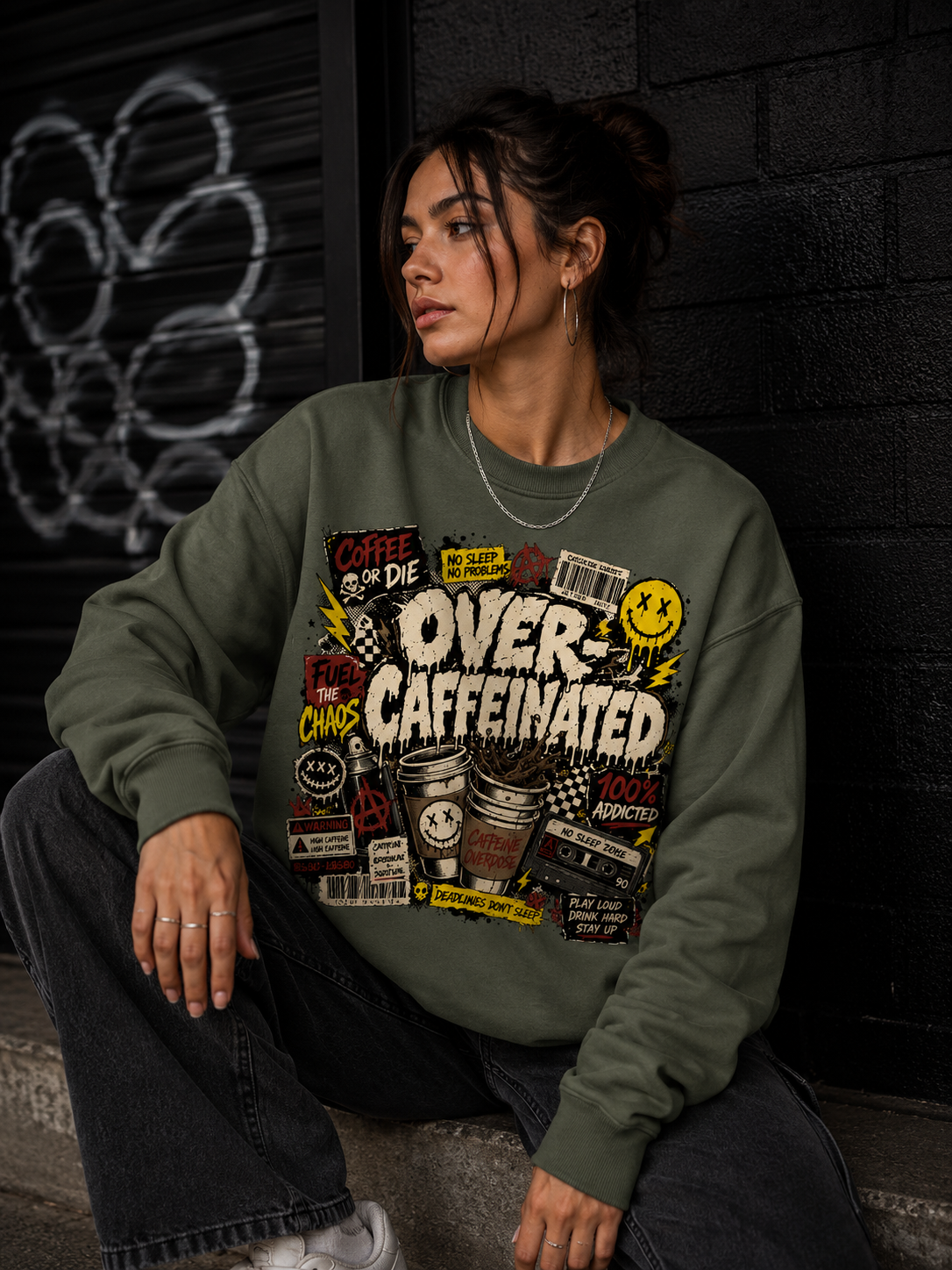 Over Caffeinated Crewneck